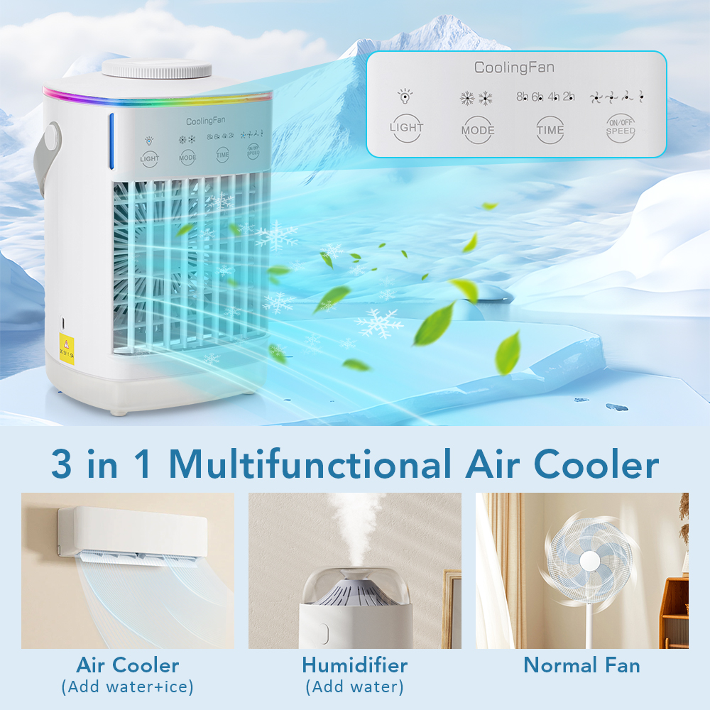 Ventilador de aire acondicionado portátil, ventilador de refrigeración, ventilador de refrigeración para el hogar, dormitorio, aire frío móvil, aire acondicionado pequeño refrigerado por agua