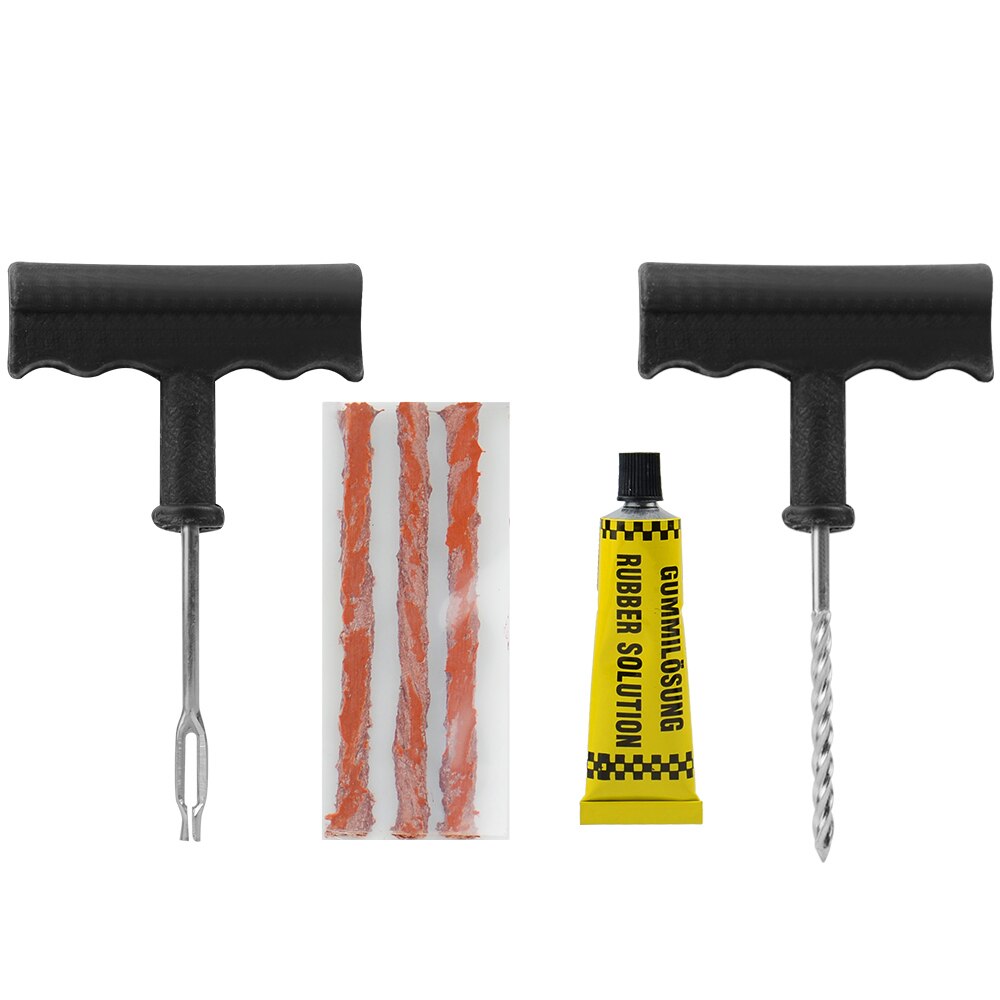 Tyre Repairing Patch Tool Kit Studding Puncture Plug Garage Car Truck Motorcycle Tubeless Wheel Tire Repair Tools: Black Full