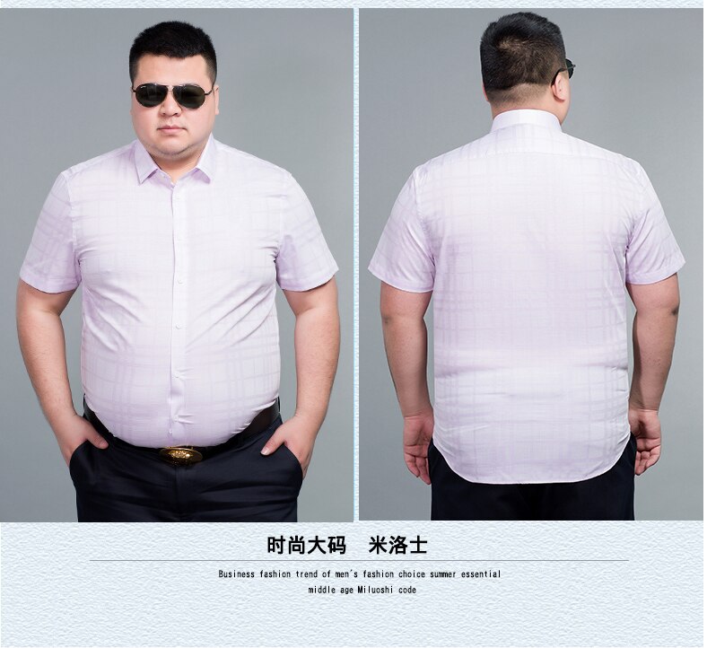 Plus størrelse 10xl 8xl 6xl herreskjorte kortermet sving ned-krage rutete skjorte buet shirtail herre topper ankomster rutete skjorter