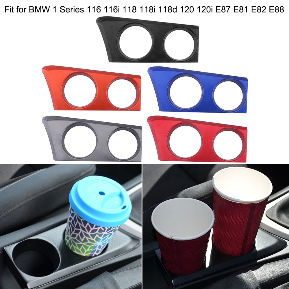 Automobile Cup Holder Cup Base Fit for BMW 1 Series 116 116i 118 118i 118d 120 120i E87 E81 E82 E88 Red