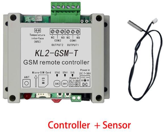 Controlador de relé GSM de 2 vías, Sensor de temperatura, llamada SMS, Control remoto, interruptor inteligente de domótica SIM, abridor de puerta de garaje: con sensor