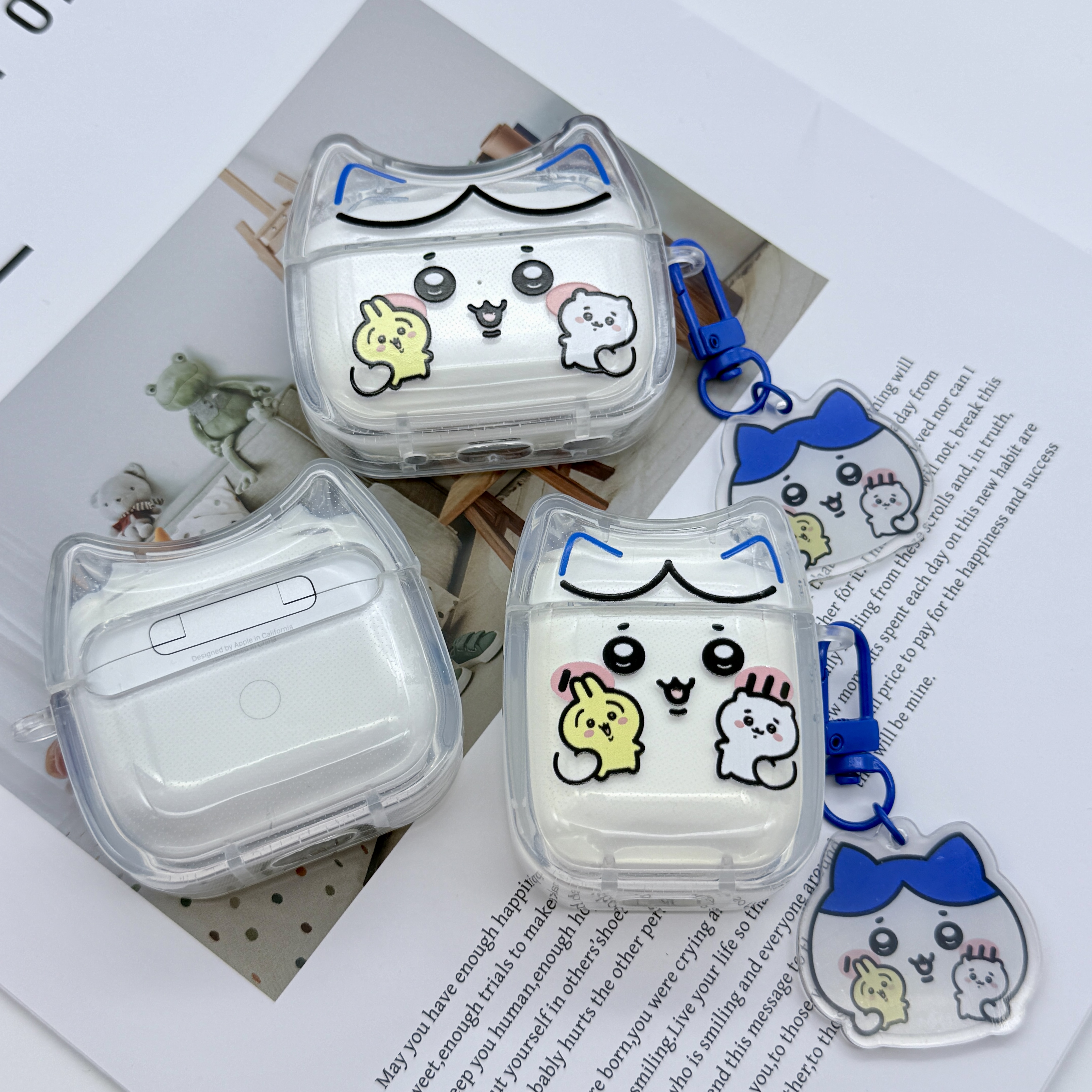 Style Cat Ears Comfortable Cartoon Chiikawa Transparent Efficient Protective Case For Airpods 4,1,2,3,Pro,Pro 2 Anti