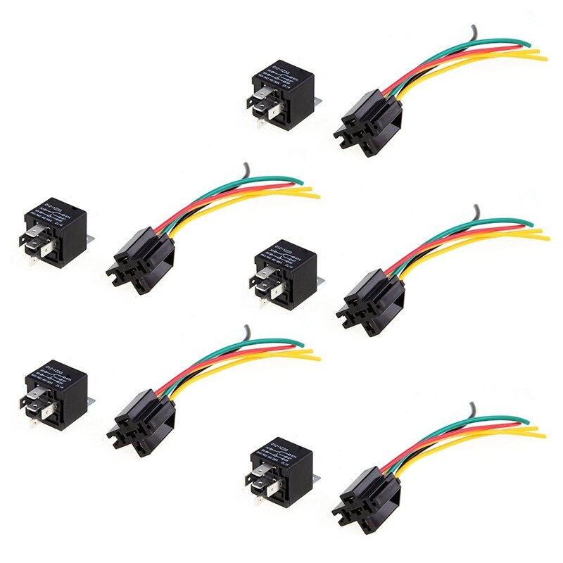 5 Repeater Relay 5 Pin12V 30/40A + 5 Cable socket for Car Automotive