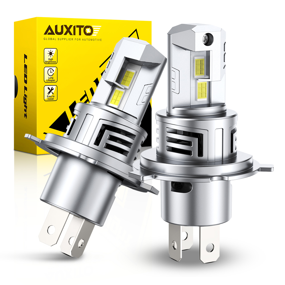 2 Stücke AUXITO 30000LM H4 LED-Leuchtmittel 9003 Scheinwerfer Fern- und Abblendlicht Superhell mit Lüfter Drahtloser Stil 60 Watt Autoscheinwerfer