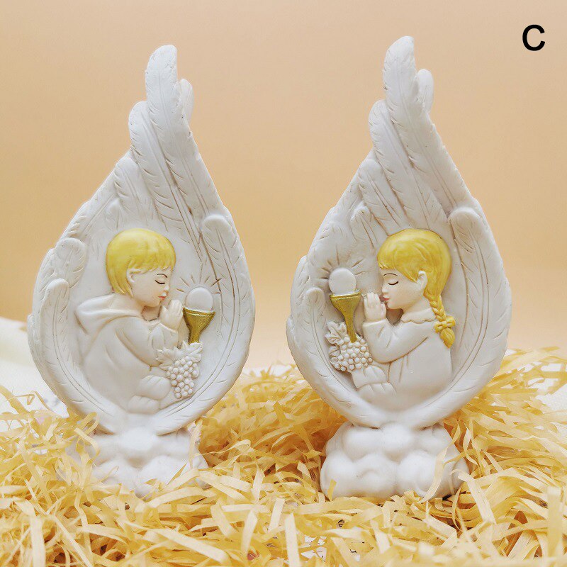 Holy Family Statue Collectible Figurines Handmade Resin Angel Wings Ornament Religious Catholic for Men Women REME: c