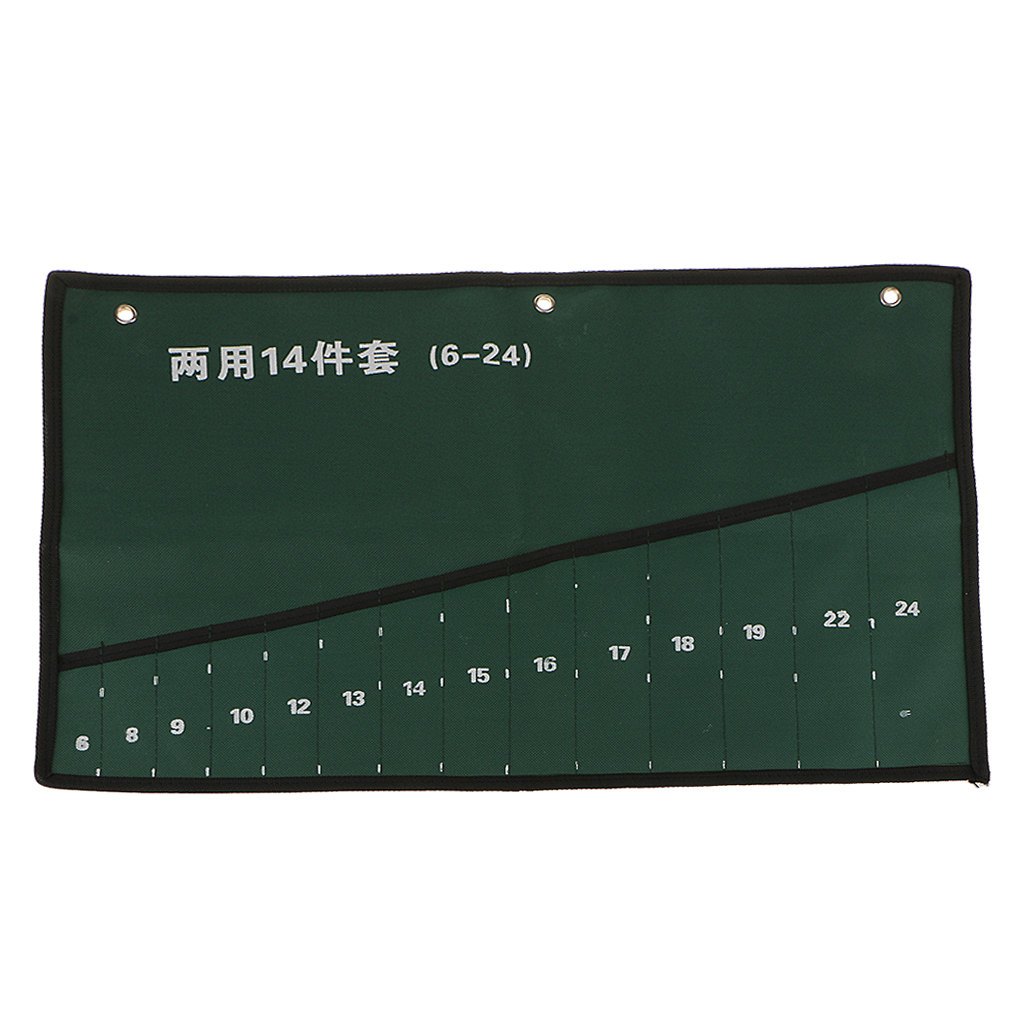 Canvas Roll Up Tool Storage Bags 8/10/14-Pocket Spanner Wrench Organizer Tidy: Yellow & Black