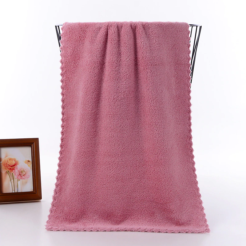 Face towel Microfiber Absorbent bathroom Home towels for kitchen thicker quick dry cloth for cleaning kitchen towel: Rose