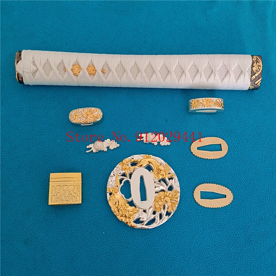 Japanese Samurai Sword Katana/Wakizashi/Tanto Guard Accessory Set Kirsite Tsuba+Menuki+Fuchi+Kashira+Handle+Habaki+Seppa