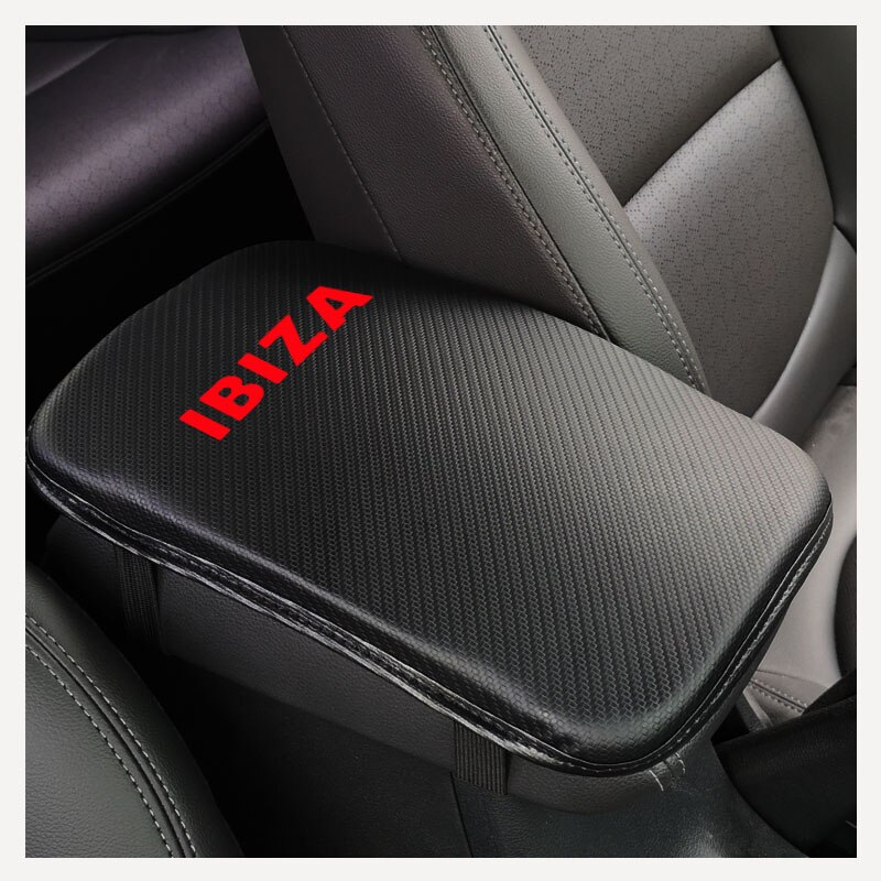Snyggt och mjukt pu läder bil mittkonsol armstöd sittlåda pad fordon skyddande bil styling för seat ibiza: Röd
