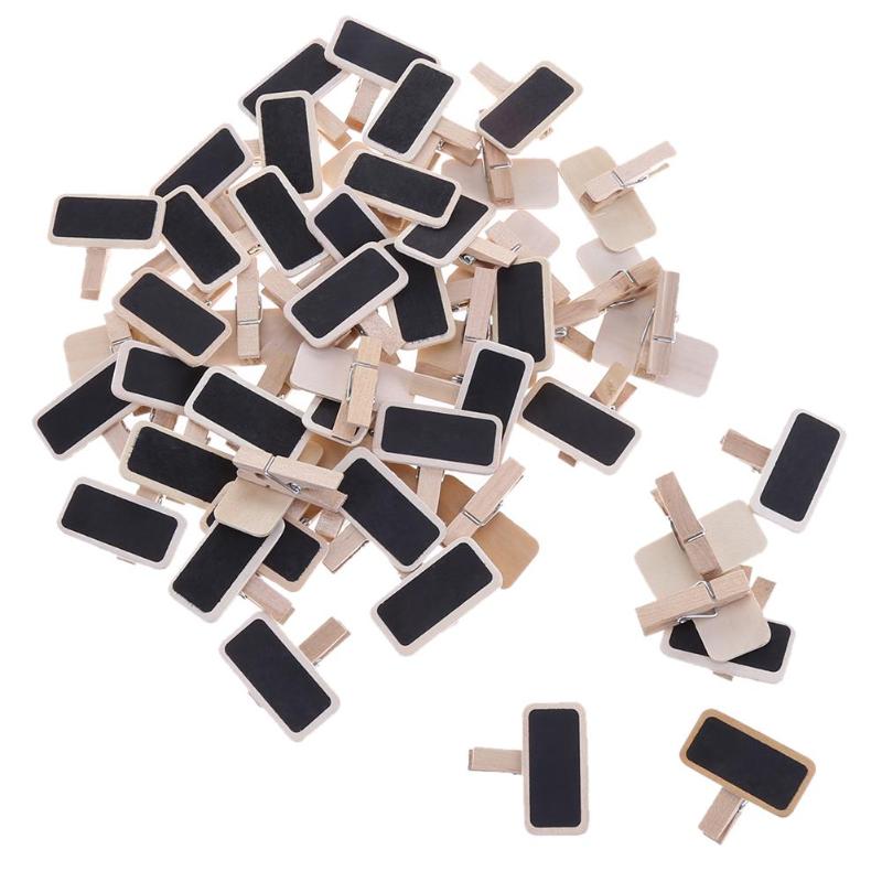 Mini pinzas de madera para pizarra, 50 Uds., carpeta de notas, Clip para foto, , decoración DIY