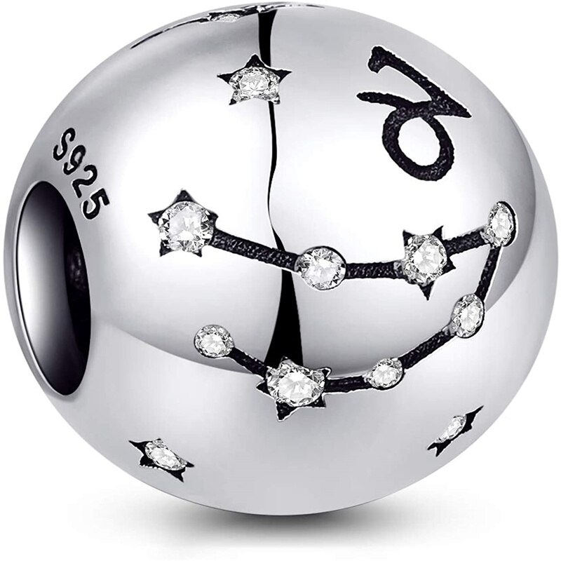 Codemonkey original sterling silber 925 sternbild-zodiak-rundperlen 12 passend für original 3mm armbandanhänger, cmc 1218: Steinbock -10