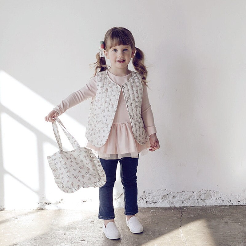 Enkelibb Mooie Kids Meisjes Bloemen Vest Winter Dikke Katoenen Vesten Su Korea Stijl Baby Kleding Tops