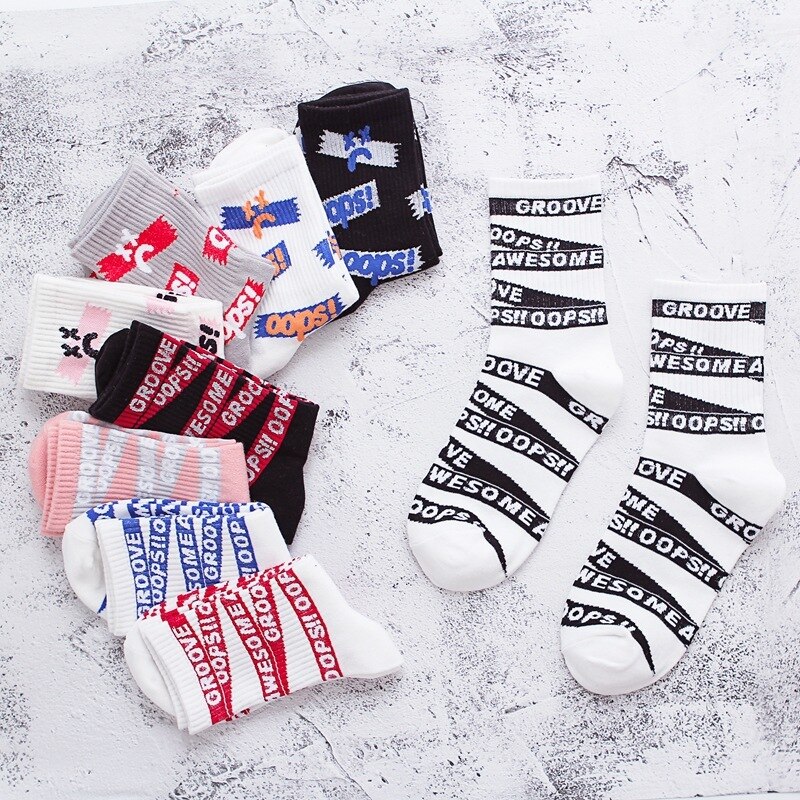 Outdoor Sport Socks Knitted Letter Non-slip Basketball Bicycle Compression Socks Streetwear Hip Hop Skateboard Baseball Sock