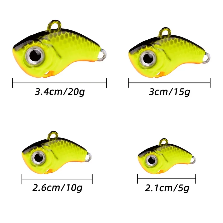 1 Uds. Cebo giratorio de Metal VIB con vibración, cuchara giratoria, Señuelos de Pesca de 5g -20g, plantillas para trucha, Pesca de invierno, cebos duros, aparejos de Pesca