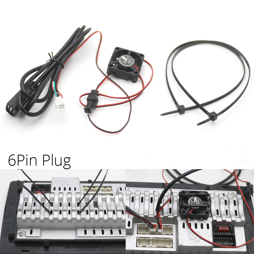 Adaptateur de câble de panneau de montage de tableau de bord USB, ventilateur de refroidissement pour Android, limitation de l'unité principale, autoradio CD, audio stéréo, 4 broches, 6 broches: Rouge
