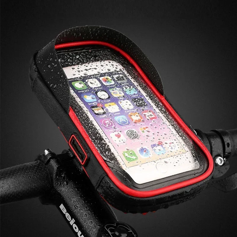 6.4 Inch Waterdichte Fiets Telefoon Houder Stand Motorfiets Stuur Mount Tas Gevallen Universele Bike Scooter Mobiele Telefoon Beugel