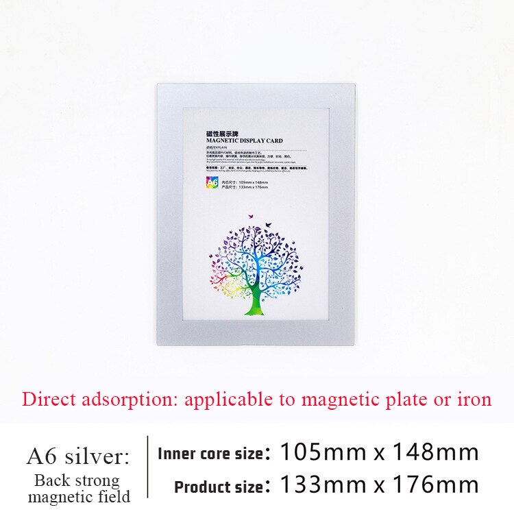 A3-a6 magnetyczny wyświetlacz naklejka ścienna Folder samoprzylepna trawa magnetyczna łatwy w instalacji dokument biurowy pojemnik: A6 magnetic silver