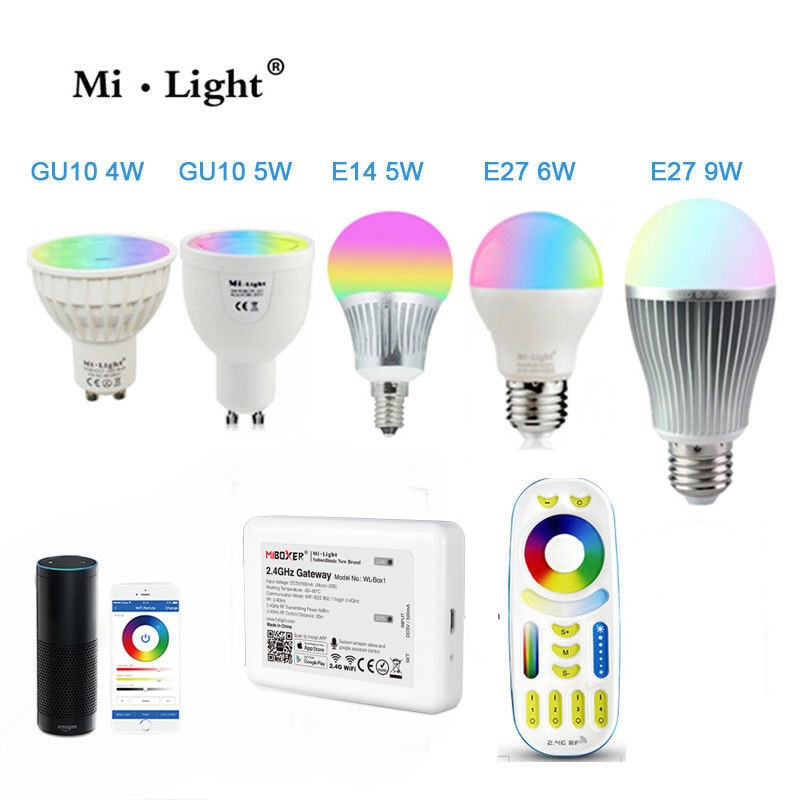 Mi Licht AC85-265V E27 E14 GU10 Dimbare Led Lamp Verlichting Rgb + Cct (2700-6500 K) rgb Alexa Smart Led Spotlight Indoor Decoratie