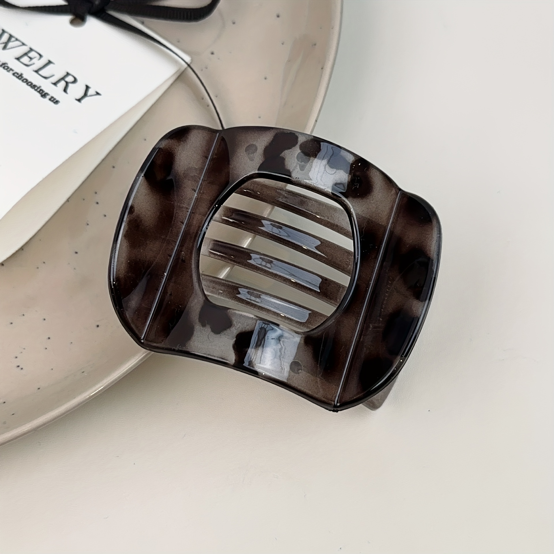 Pinzas en forma de garra para el pelo para mujer, horquilla geométrica con forma de arco, tocado , accesorios para el cabello: Negro