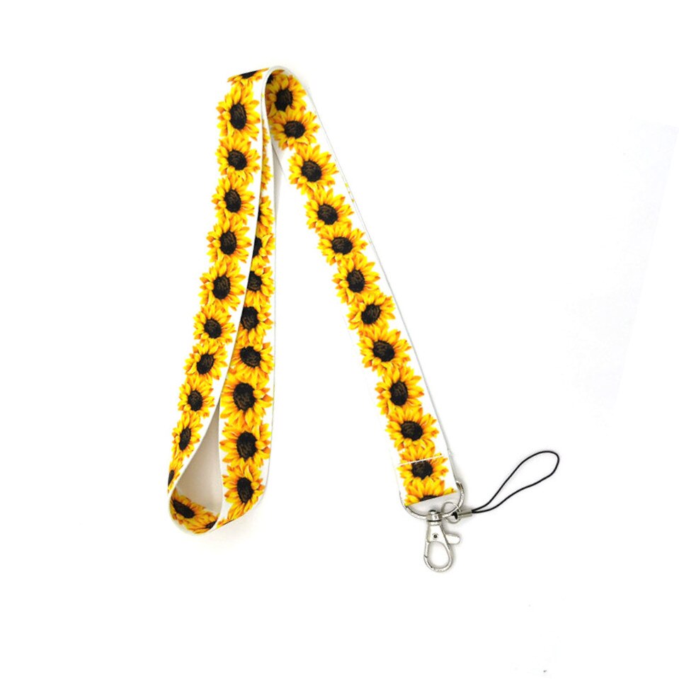 Sonnenblumen Neck Strap Lanyard für Schlüssel USB ID Karte Abzeichen Halter Mobil Straps Telefon Seil Keychain Band Halsketten Keycord: Silber/Grau