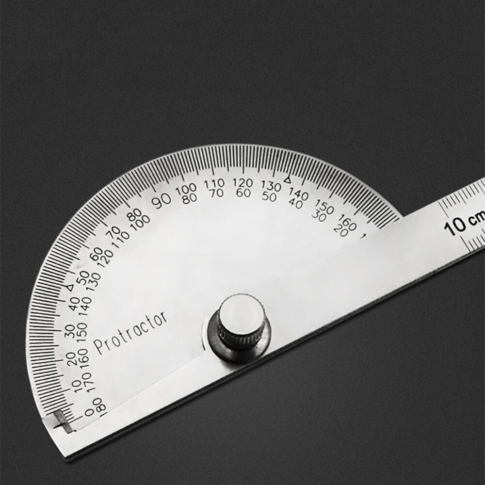 180Degree Protractor Angle Finder Adjustable Stainless Steel Roundhead Ruler Mathematics Measuring Tool Protractor Ruler Caliper