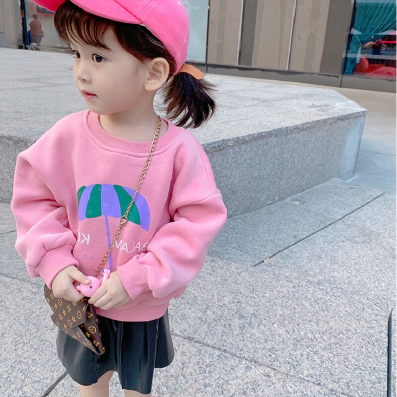 Herfst Winter Meisjes Lange Mouw Hart T-shirt Kids Warme Fleece Cartoon Tops Meisje Kleding: Roze / 5
