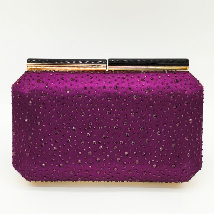 Boutique De FGG Oranje Crystal Vrouwen Evening Clutch Bag Metalen Frame Acryl Sluiting Bruiloft Banket Keten Schoudertas Handtas: Purple Evening Bag
