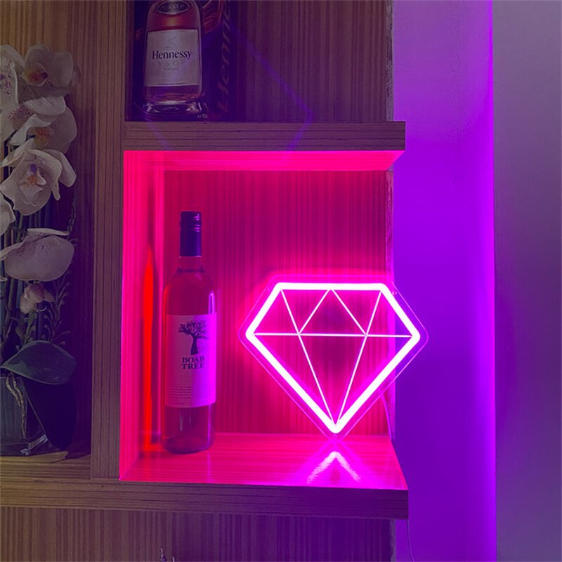 Ineonlife – lumière néon LED en diamant, panneau mural suspendu pour maison, mariage, fête d&#39;anniversaire, saint-valentin, Bar, décor de salle, lumineux