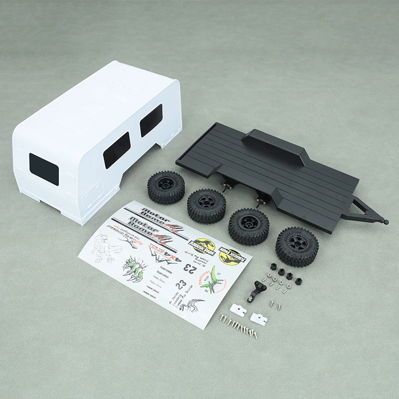 RC Model Motorhome RV Trailer Model for 1/18 RC Car Crawler TRX4M: WHITE