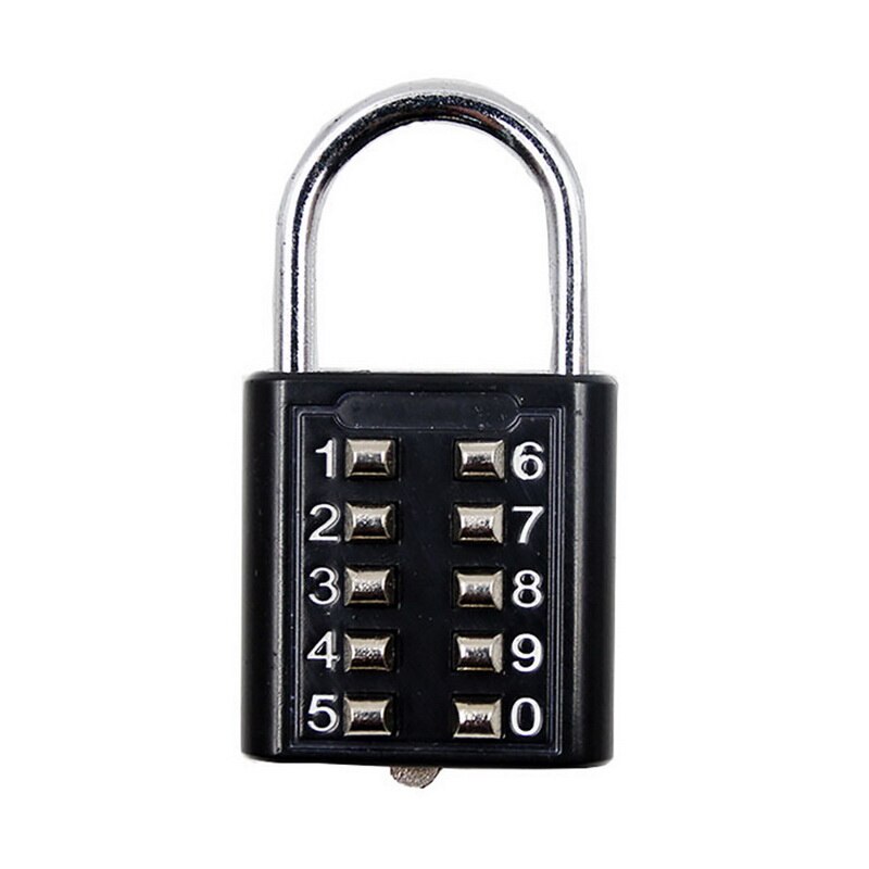 10 Digit Push Button Password Lock Chrome Plated Anti-theft Combination Padlock Push Password Locking Mechanism for Locker etc: Black