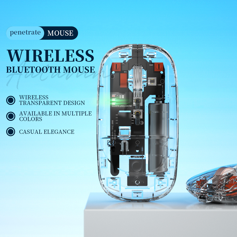 Xiaomi Bluetooth Drahtlose Maus Transparent Drei-modus Leucht Licht Computer Spiel Maus Stille Wiederaufladbare Für PC Laptop