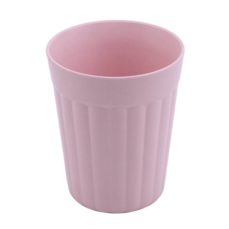 Plastic Eco-Friendly Toothbrush Cup Bamboo Fiber Environmental Water Children Breakfast Wheat Straw Coffee Tea Milk Drink Cup: pink