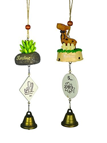 2 pçs bonito mini sino do carrilhão de vento casa quintal jardim decoração da porta de suspensão: Giraffe Plant