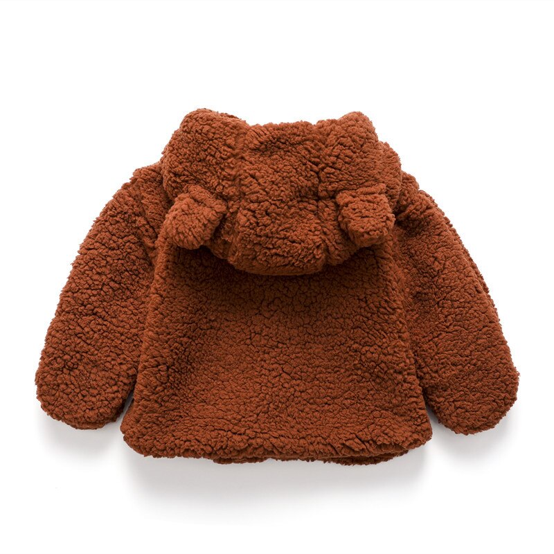 Qunq casaco de pescoço com capuz para meninas, jaqueta casual e de orelha com urso para bebês recém nascidos, quente, outono e inverno