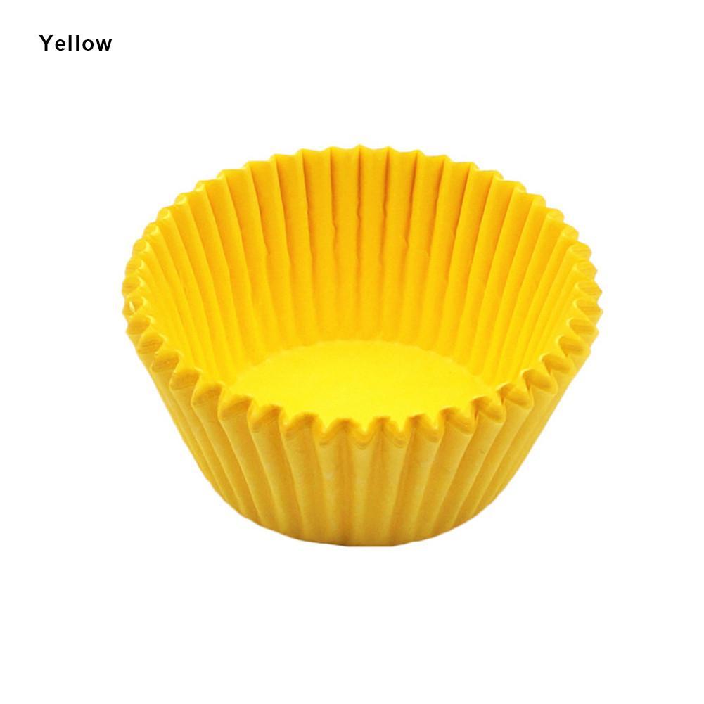 Waasoscon 100 stuks/pak thuis keuken bakgerei taartgereedschap mini papieren cupcakevorm bruiloftspapier muffinvormpjes bakvormpjes: Geel