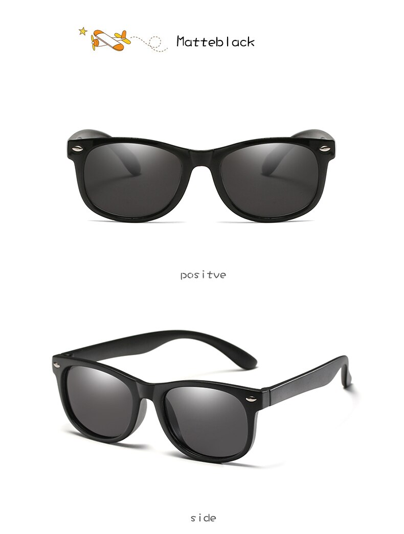 Lange Keeper Gepolariseerde Kids Zonnebril Jongens Meisjes Baby Baby Mode Zonnebril 100% UV400 Brillen Kind Shades Gafas Infantil: bright balck