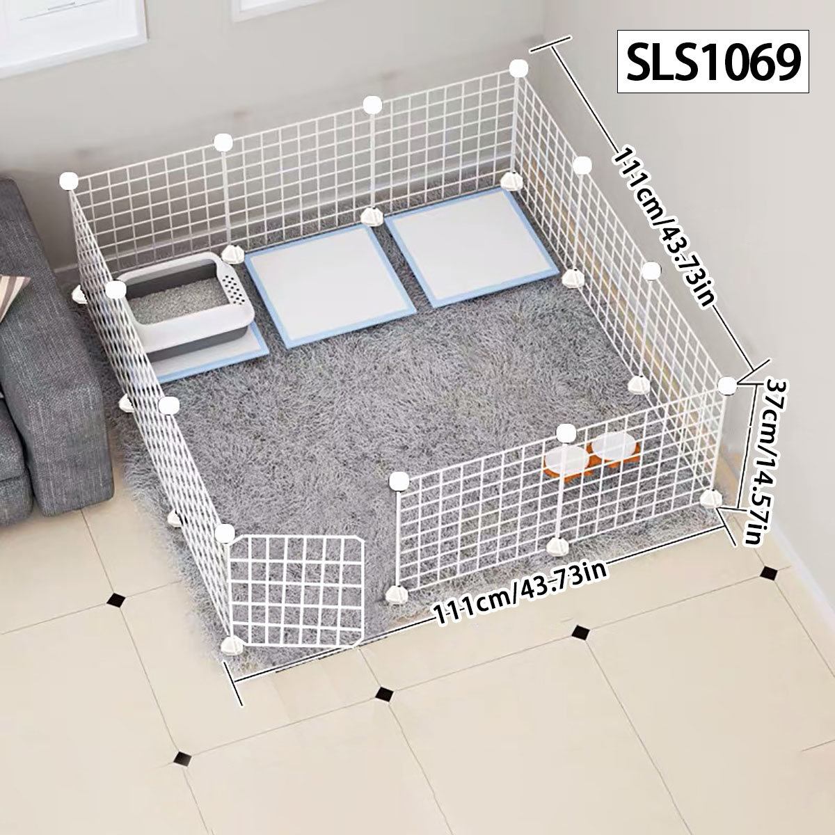 Stylo pour chien clôture intérieure petit chien moyen Teddy maison isolation porte clôture garde-corps pour animaux de compagnie chat cage lapin cage: GRIS