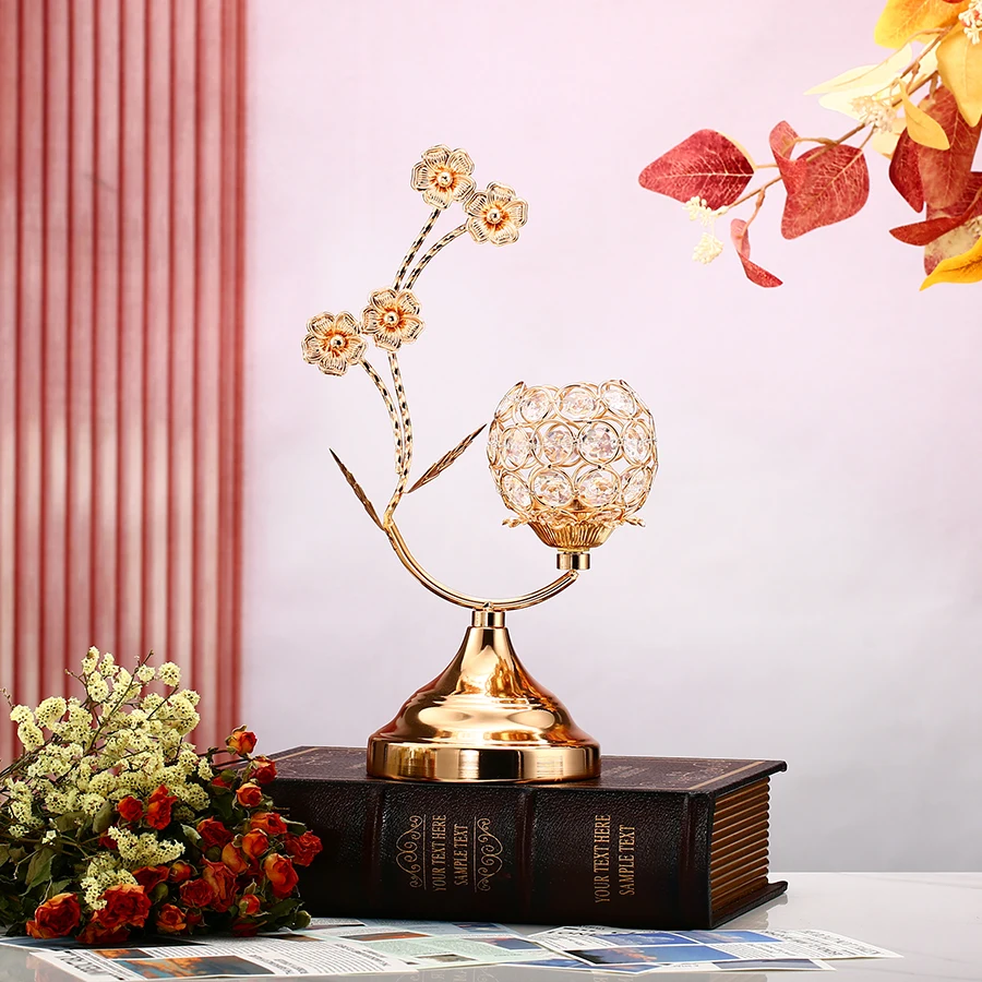1 portavelas de cristal dorado, candelabro de hierro, candelabro pequeño Vintage en forma de flor para mesa, decoración del hogar, boda Shilajit: Default Title