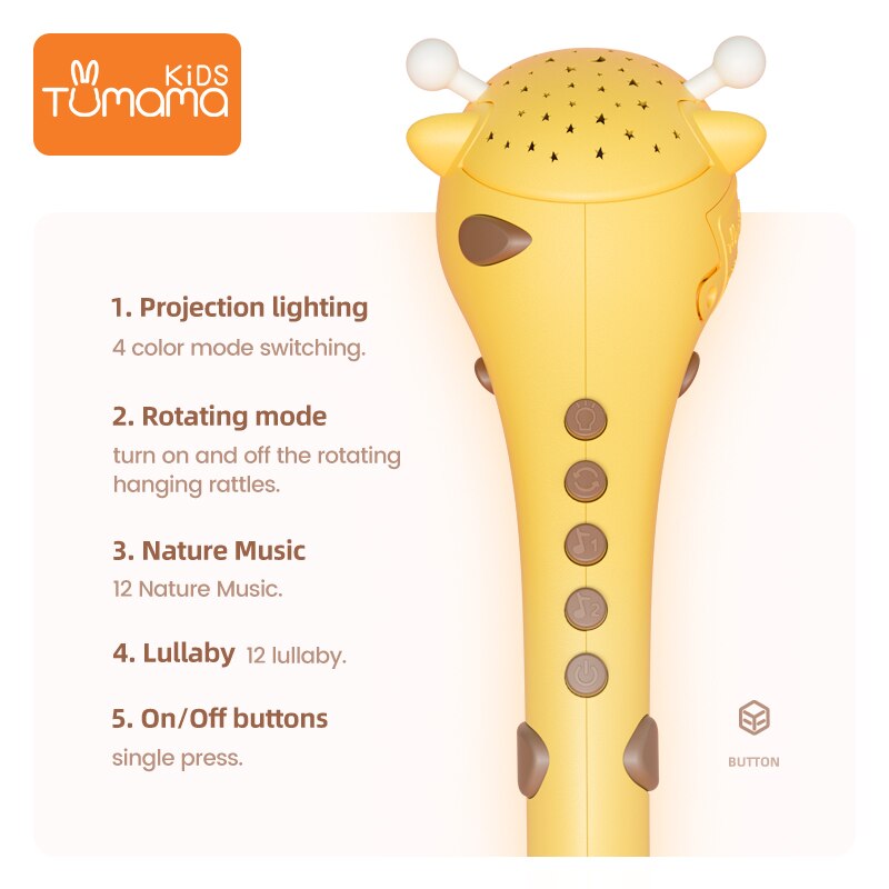 Tumama Baby Rassel Giraffe Mit Sternenlicht Projektion Kann Drehen 360 Grad Baby Spielzeug Für Neugeborene Pädagogisches Spielzeug Für Baby