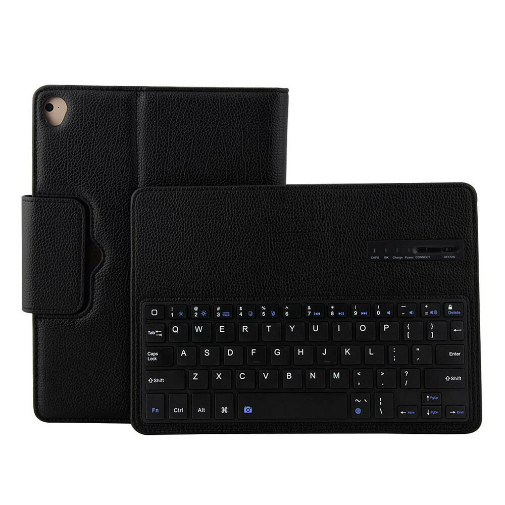 Wireless Bluetooth Keyboard Leather Case Voor Apple Ipad Pro 10.5 Inch 2-In-1 Afneembare Toetsenbord Case tablet Stand Cover: Black