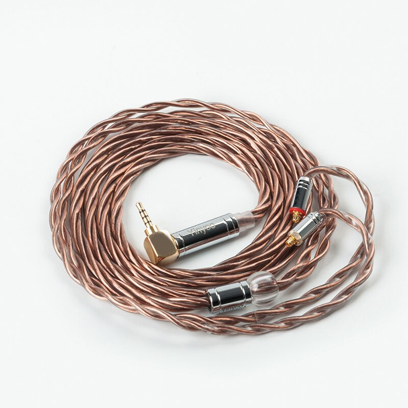 Yinyoo 4 core 5N UPOCC Single Crystal copper Upgraded Cable MMCX/0.78/QDC 2.5/4.4/3.5MM Connector KZ AS10 ZSX BLON BL03 BL05: L bending 2.5 mmcx