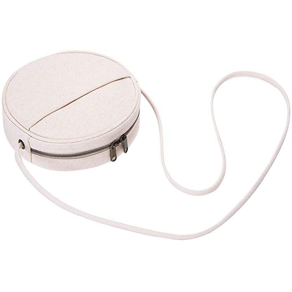 Mode Toevallige Meisjes Vrouwen Ronde Effen Kleur Canvas Schoudertas Crossbody Messenger Student Handtas Ronde Zakken Zwart/Wit