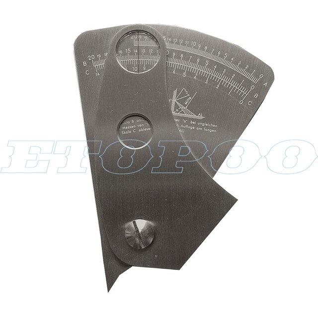 Jauge d&#39;inspection de soudure, Test de soudure, perle/filet/couronne, règle Ulnar, outil de mesure d&#39;angle de degré, calibre HI-LO: Fan Shape