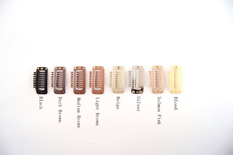 50pcs/bag 3.2cm 9-T-Tube Stainless Steel Snap Comb Wig Clip For Hair Extensions