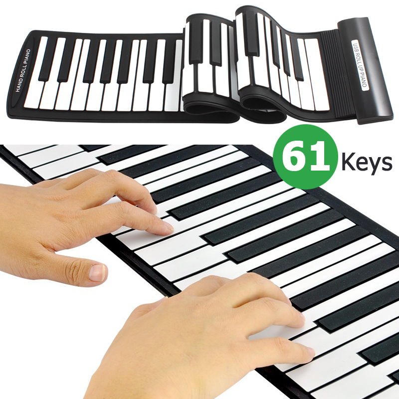 Electronic Organ MD61 Flexible 61Keys MIDI Keyboard Electronic Roll Up Piano for Children