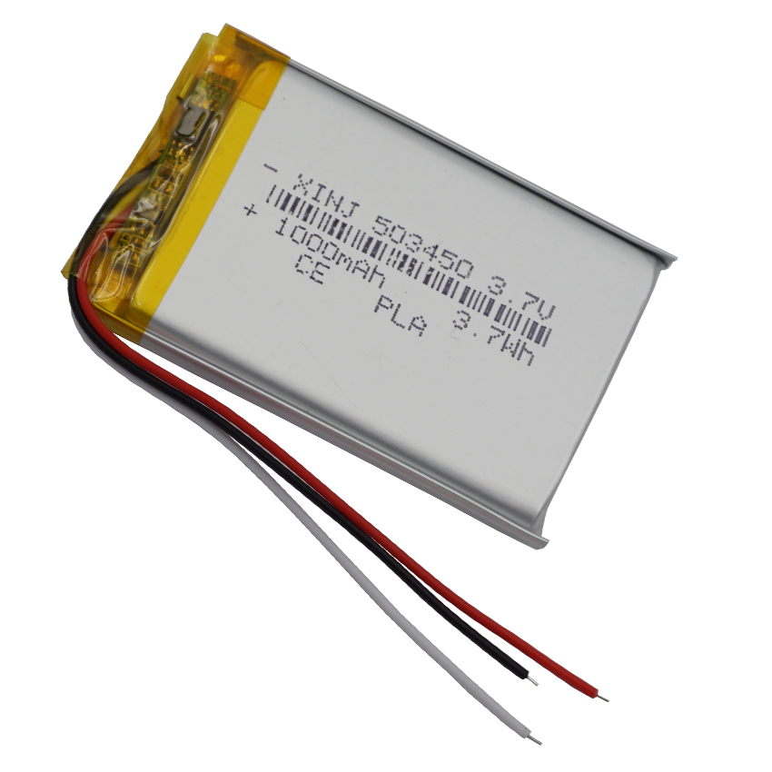 3.7V 1000mAh 3.7Wh Termistor 3-przewodowy akumulator litowo-polimerowy Li 503450 Głośnik Bluetooth do odtwarzacza muzycznego