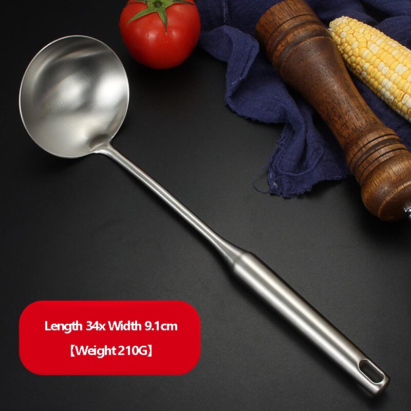 1Pc Kitchen Cooking Tools-Stainless Steel Spatula Soup Spoon Large Colander Scooped Hollow Handle Cooking Shovel Kitchen Cooking: Soup Spoon
