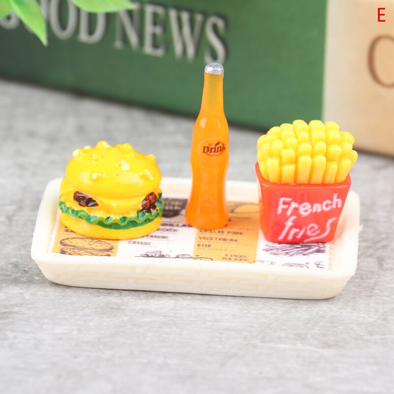 Dollhouse Trays Plates Mini Hamburg Food Dishes Kitchen Tableware Decor Toy for children Girls For Dollhouse Accessories: E