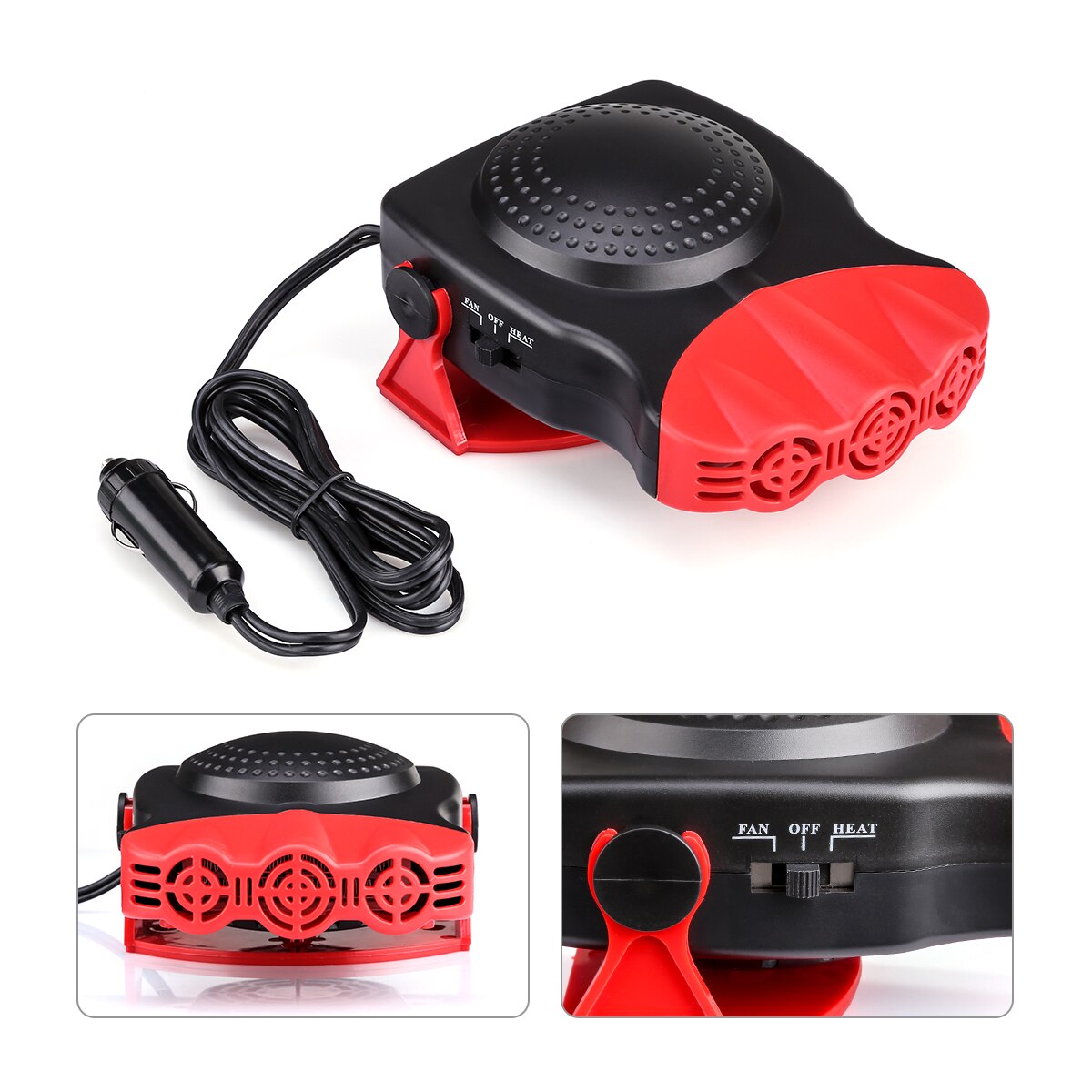 VETOMILE-ventilador calefactor automático 2 en 1, desnebulizador de coche, 12V, con soporte, descongelación y desnebulización
