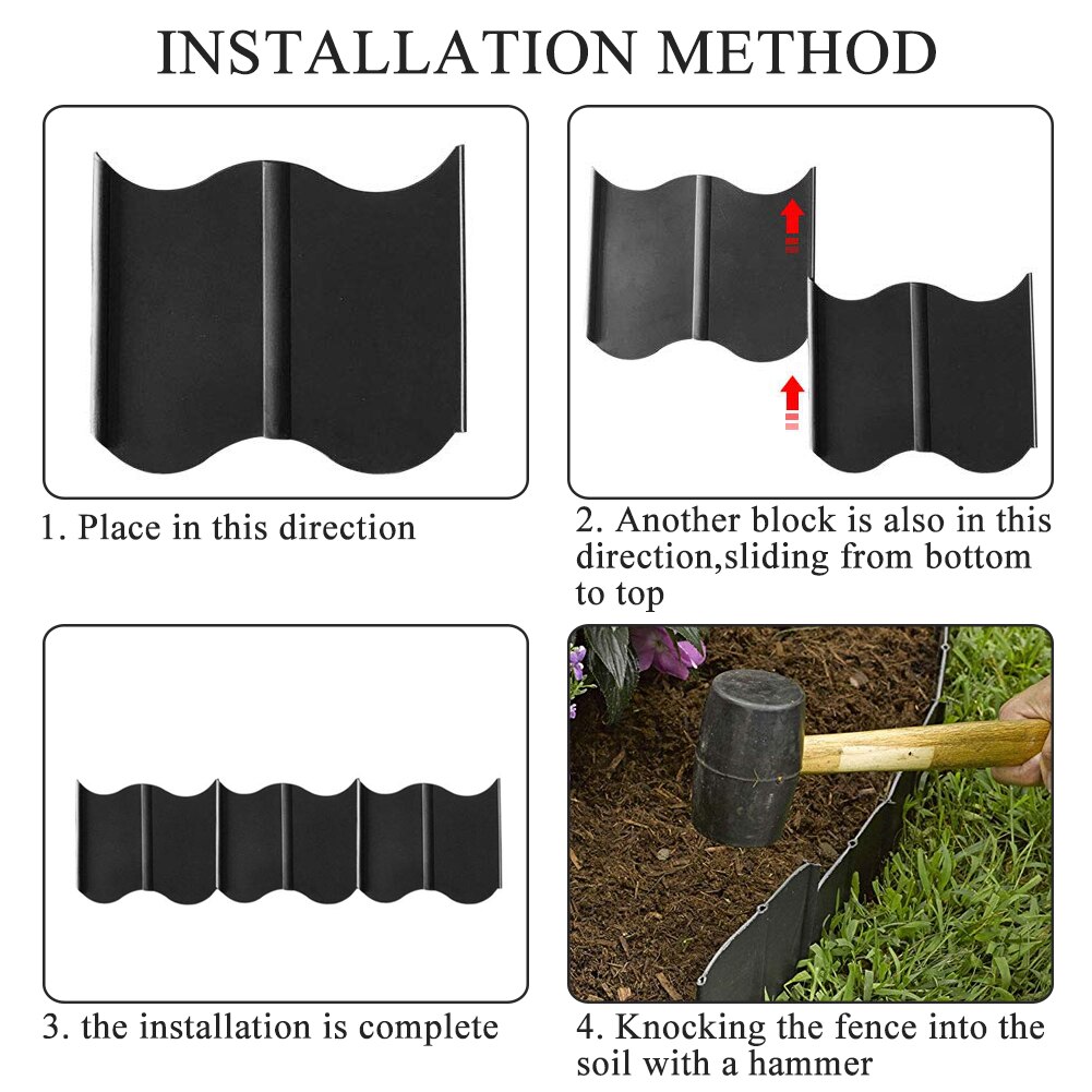 20pcs Insert Garden Edging Interlocking Trellis Decorative Anti Corrosion Lawn Pound-in Easy Clean DIY Fence Courtyard Palisade